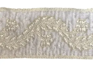 1 1/8" Scrolling Winter White Chenille Trim (Made in USA)