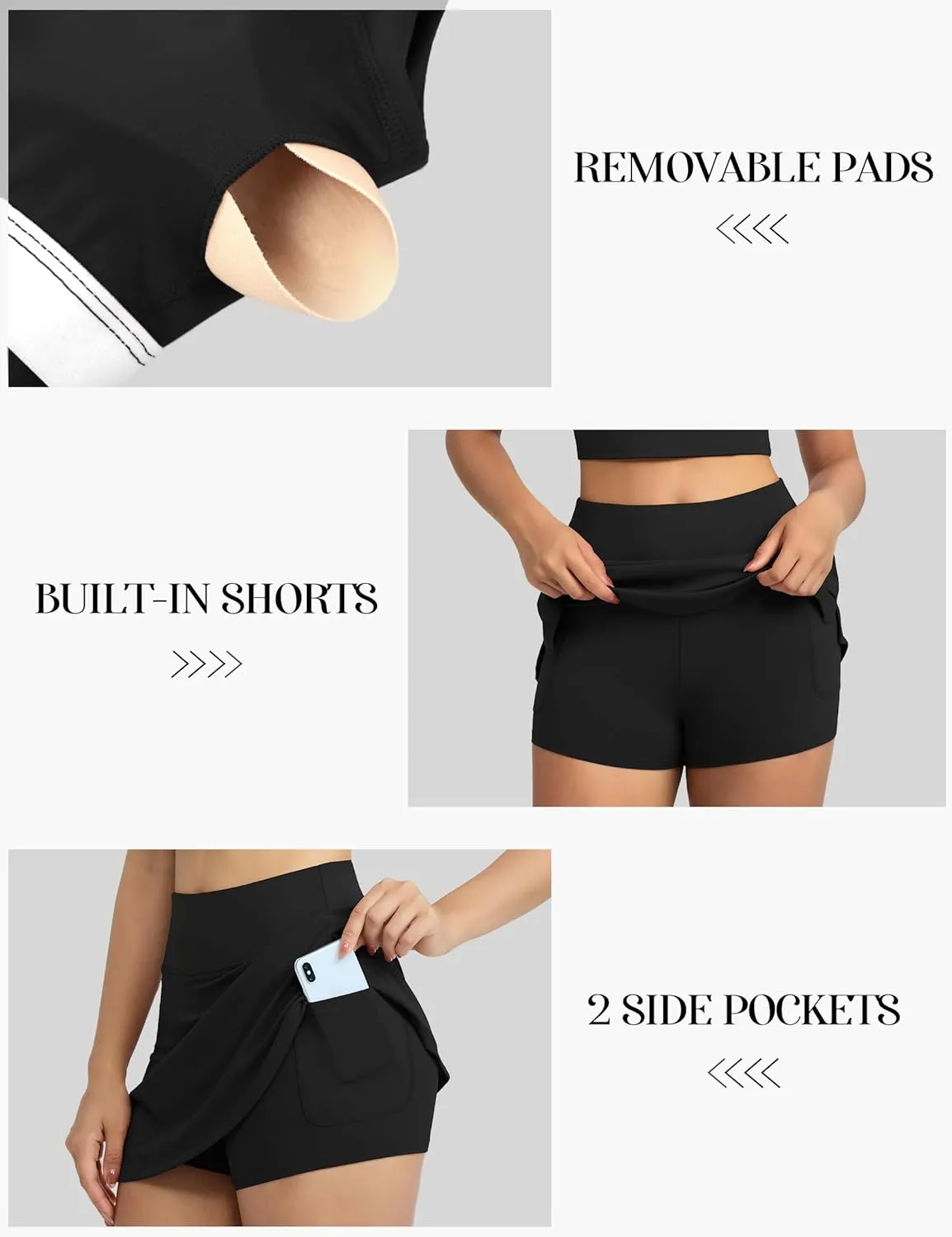 2 Piece Tennis Dresses for Women Mini Skirt Set Athletic Dress Square Neck Top Built in Bra Workout Skort with Pockets