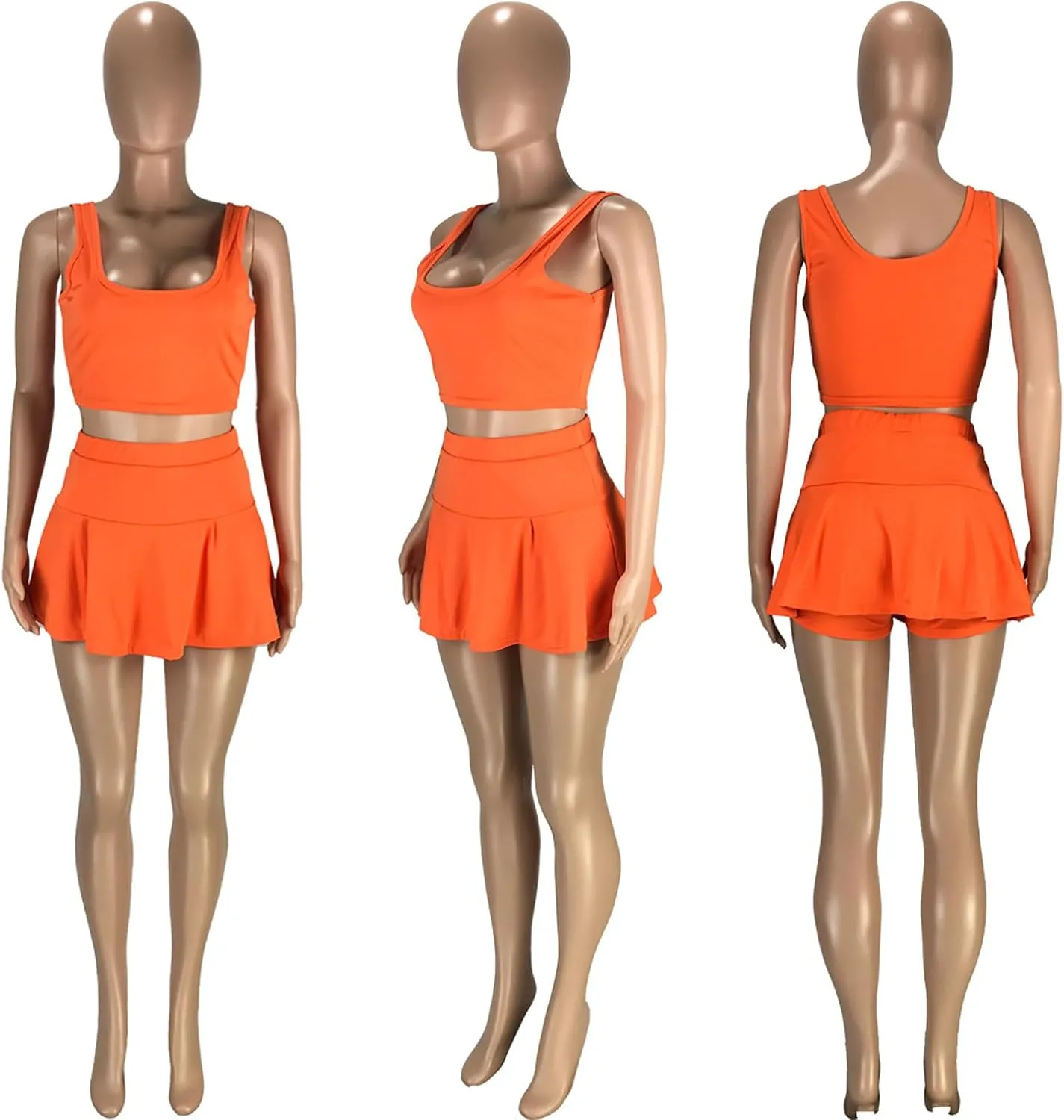 Adogirl Women Tennis Skirt Sets 2 Piece Outfits Casual Tank Crop Top Pleated Mini Dress Golf Athletic Sport Workout Outfits