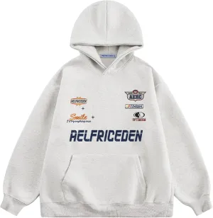 Aelfric Eden Womens Oversized Hoodies Letter Graphic Print Long Sleeve Pullover with Pocket Y2K Steetwear Outfits