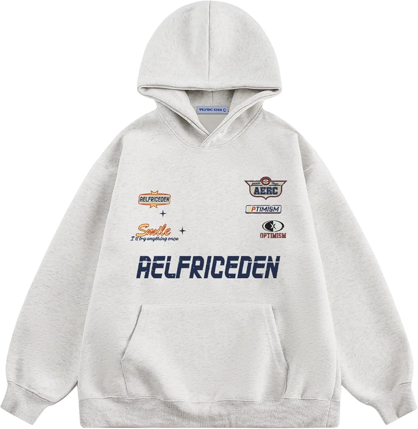 Aelfric Eden Womens Oversized Hoodies Letter Graphic Print Long Sleeve Pullover with Pocket Y2K Steetwear Outfits