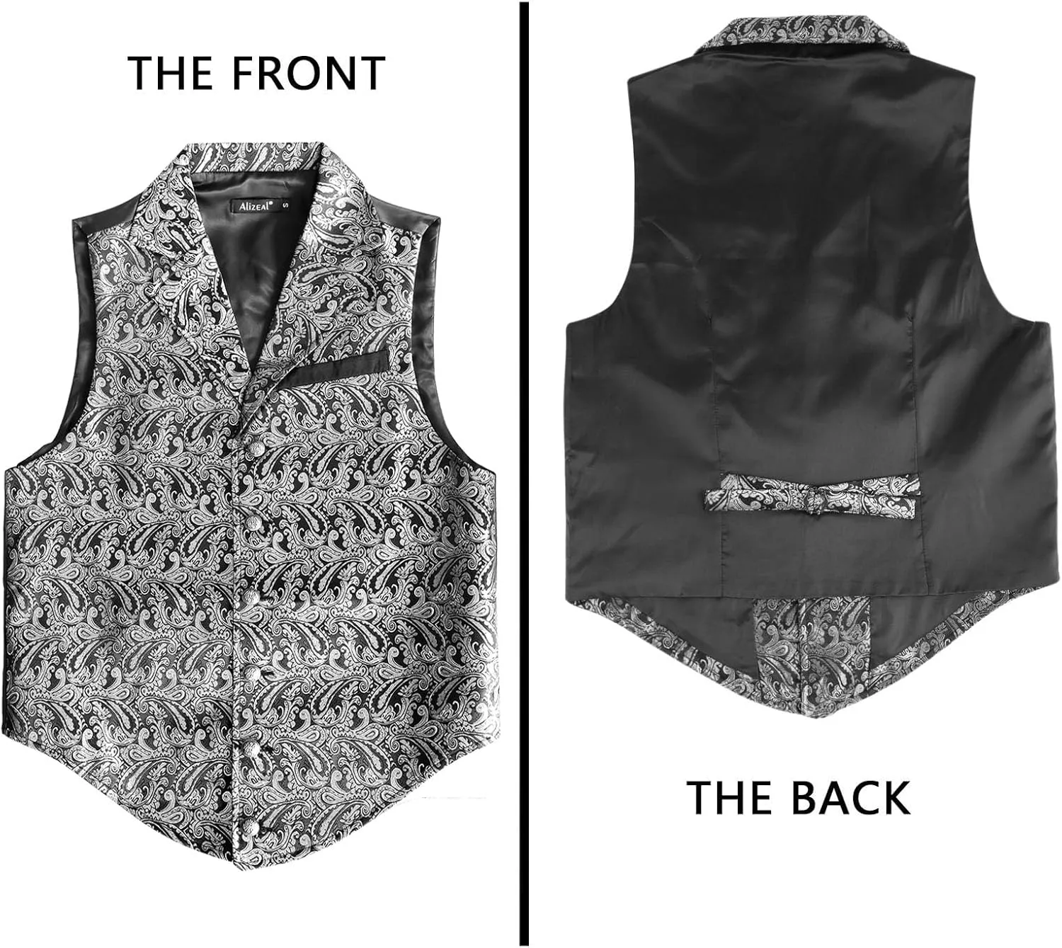Alizeal Mens Paisley Suit Vest Victorian Floral Steampunk Gothic Waistcoat