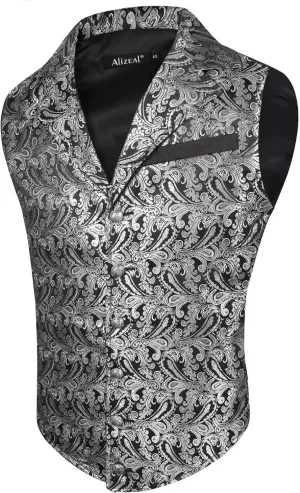 Alizeal Mens Paisley Suit Vest Victorian Floral Steampunk Gothic Waistcoat