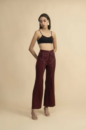 Anchor Stitching Wine Pants
