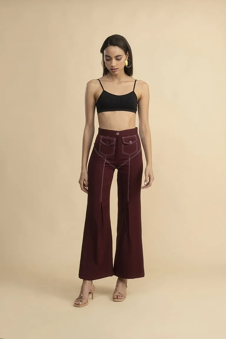 Anchor Stitching Wine Pants