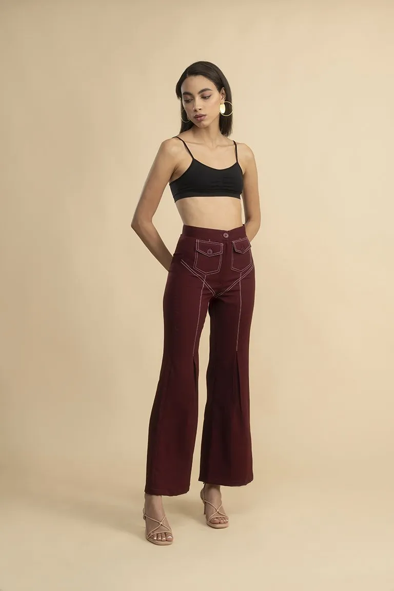 Anchor Stitching Wine Pants