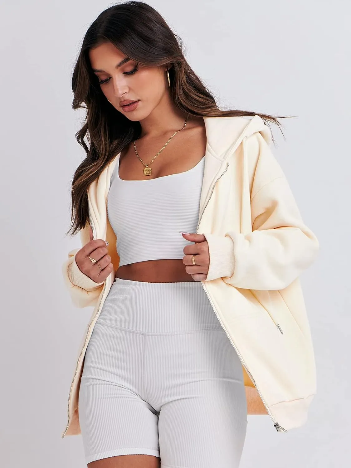 ANRABESS Womens Zip Up Hoodies Long Sleeve Oversized Sweatshirts Fleece Y2K Jacket Pockets 2025 Fall Outfits Fashion Clothes