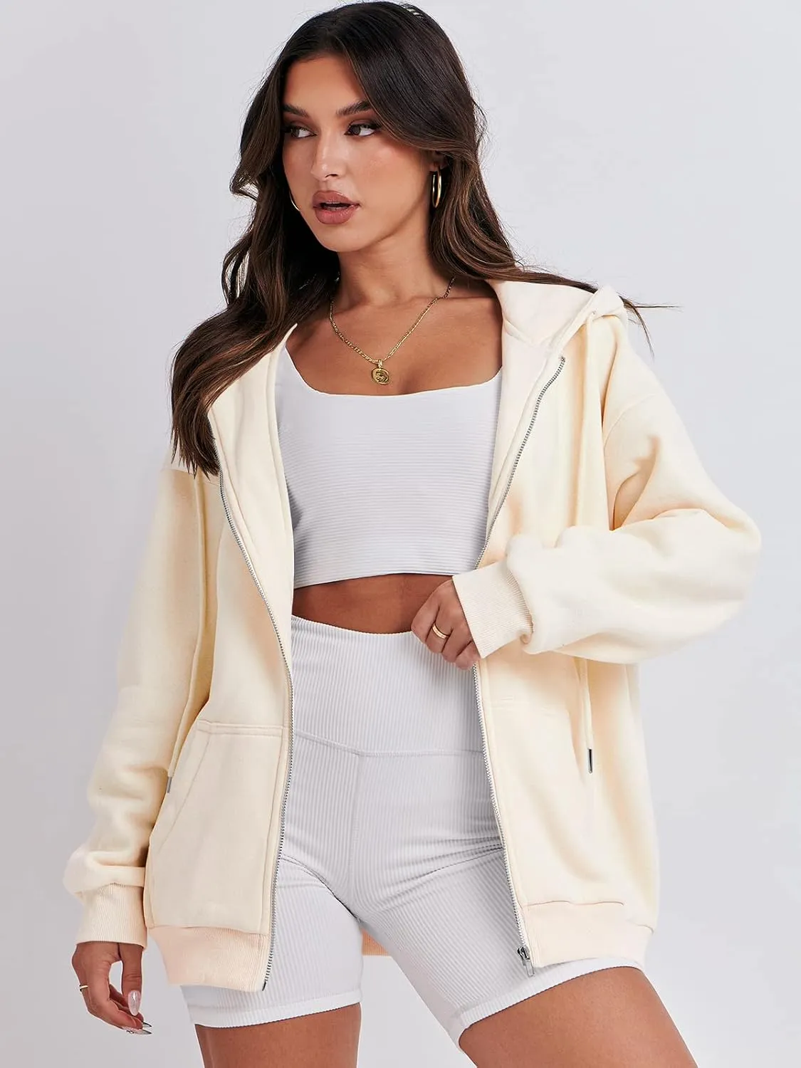 ANRABESS Womens Zip Up Hoodies Long Sleeve Oversized Sweatshirts Fleece Y2K Jacket Pockets 2025 Fall Outfits Fashion Clothes