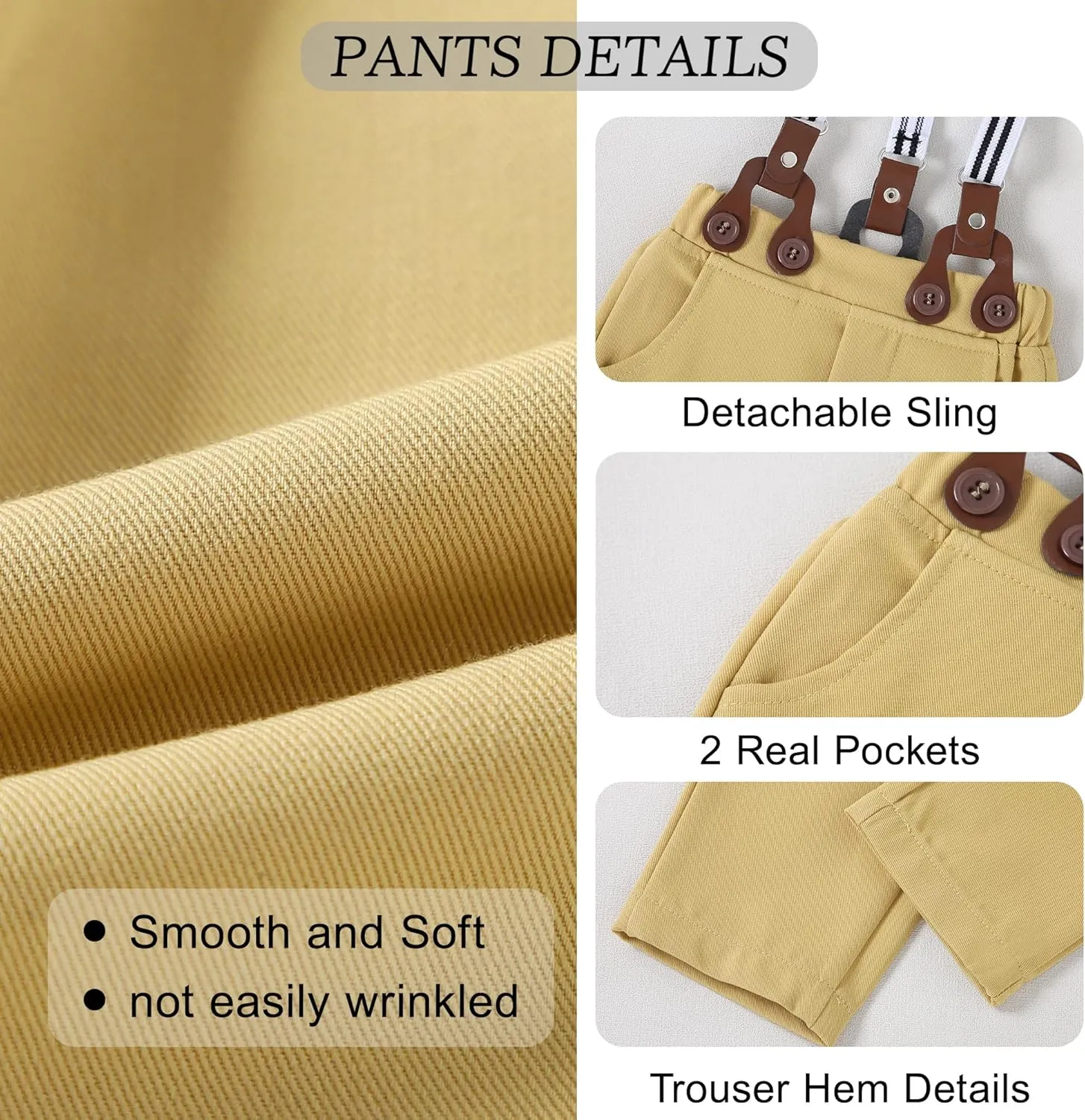Baby Boy Clothes Suits 3-24M Infant Gentleman Outfits, Short Sleeve Shirt Bowtie Beret Suspender Pants Clothing Set