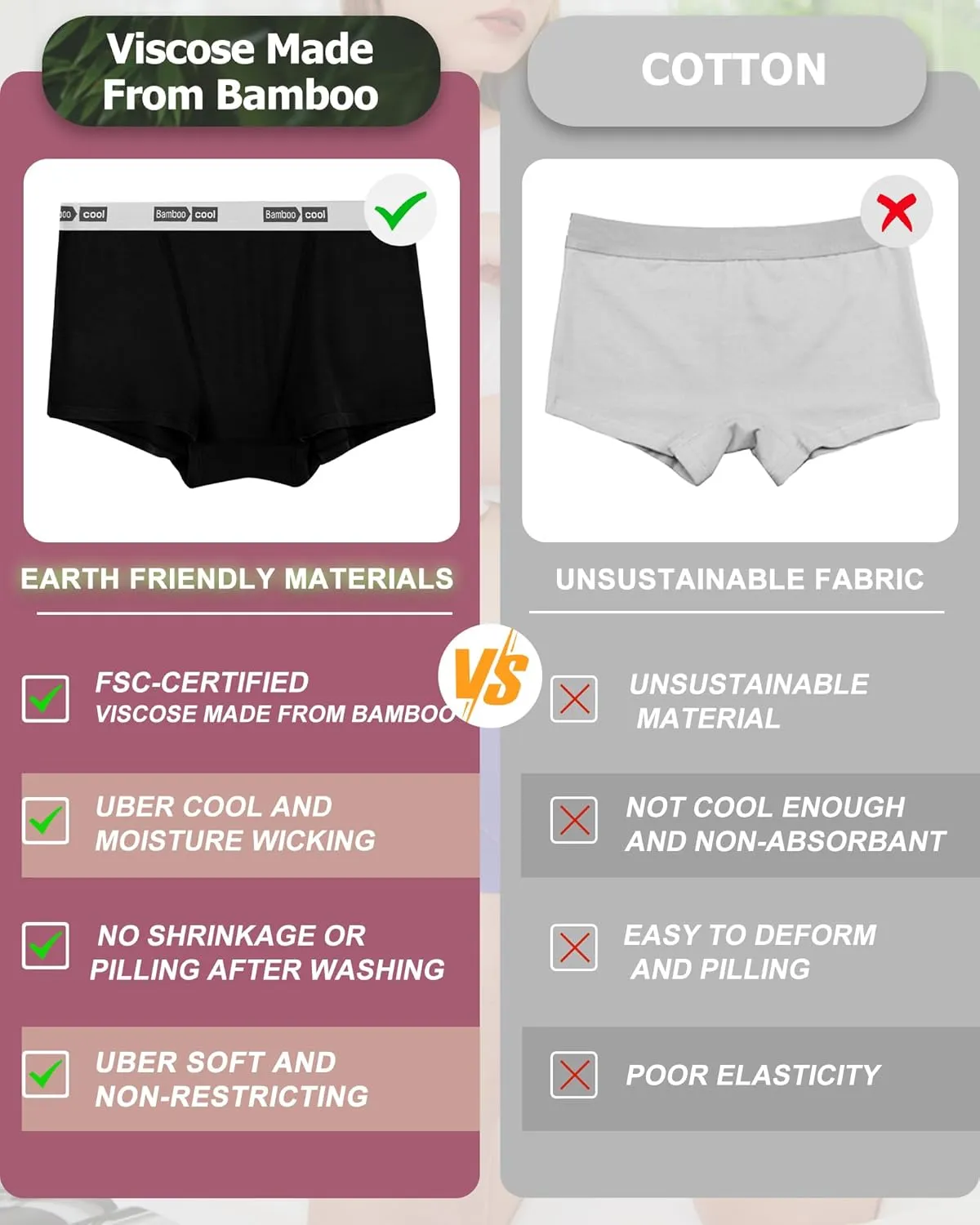 BAMBOO COOL Womens Bamboo Boxer Briefs Underwear Soft Stretch Boy Shorts Panties for Women