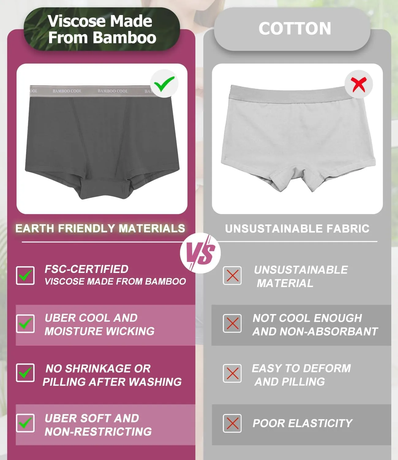 BAMBOO COOL Womens Bamboo Boxer Briefs Underwear Soft Stretch Boy Shorts Panties for Women