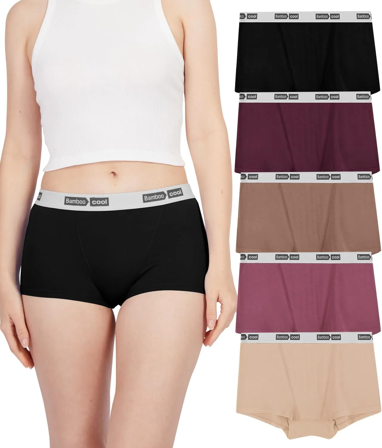 BAMBOO COOL Womens Bamboo Boxer Briefs Underwear Soft Stretch Boy Shorts Panties for Women