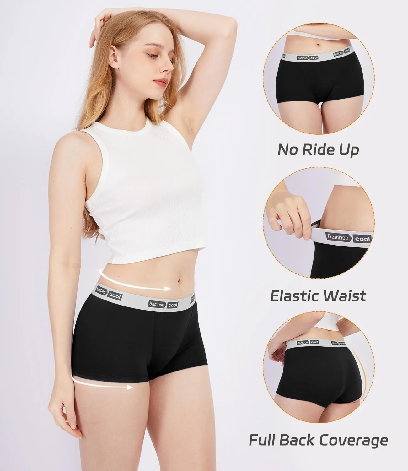 BAMBOO COOL Womens Bamboo Boxer Briefs Underwear Soft Stretch Boy Shorts Panties for Women