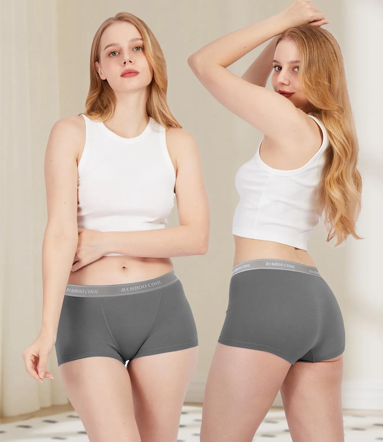 BAMBOO COOL Womens Bamboo Boxer Briefs Underwear Soft Stretch Boy Shorts Panties for Women