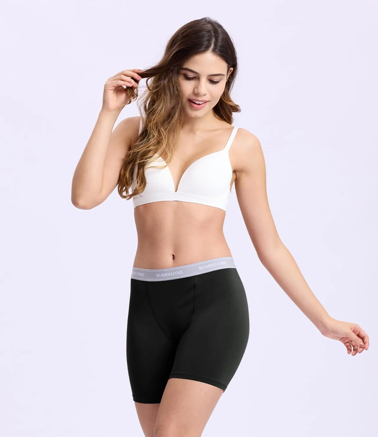 BAMBOO COOL Womens Boxer Briefs Boy Shorts Underwear Soft Stretch Panties for Women, 5-Pack