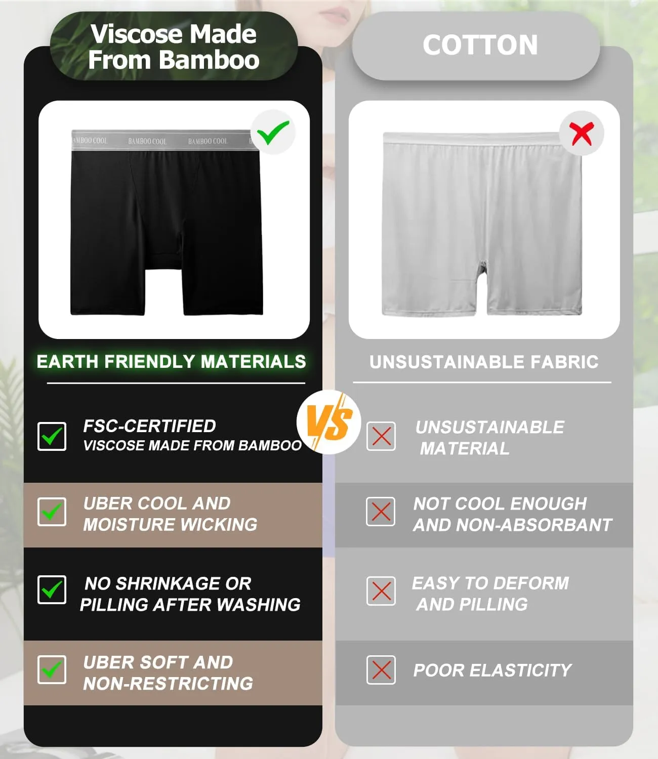 BAMBOO COOL Womens Boxer Briefs Boy Shorts Underwear Soft Stretch Panties for Women, 5-Pack