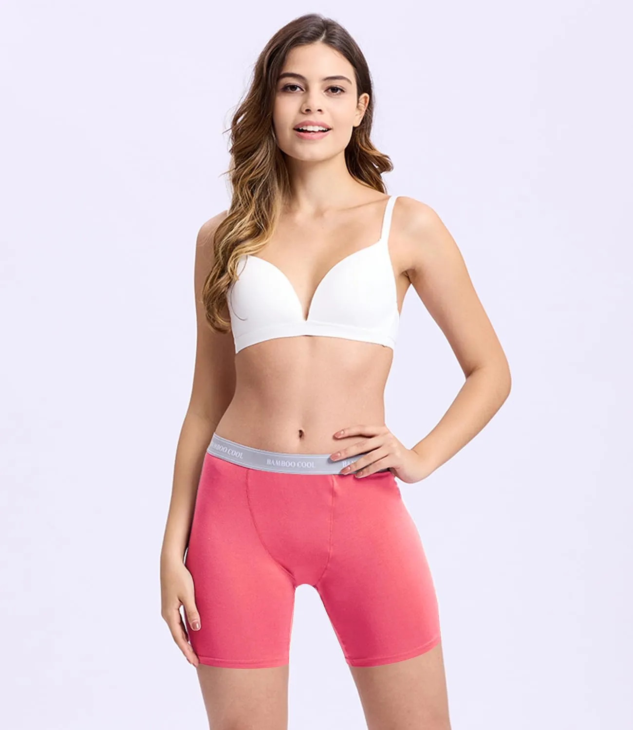 BAMBOO COOL Womens Boxer Briefs Boy Shorts Underwear Soft Stretch Panties for Women, 5-Pack