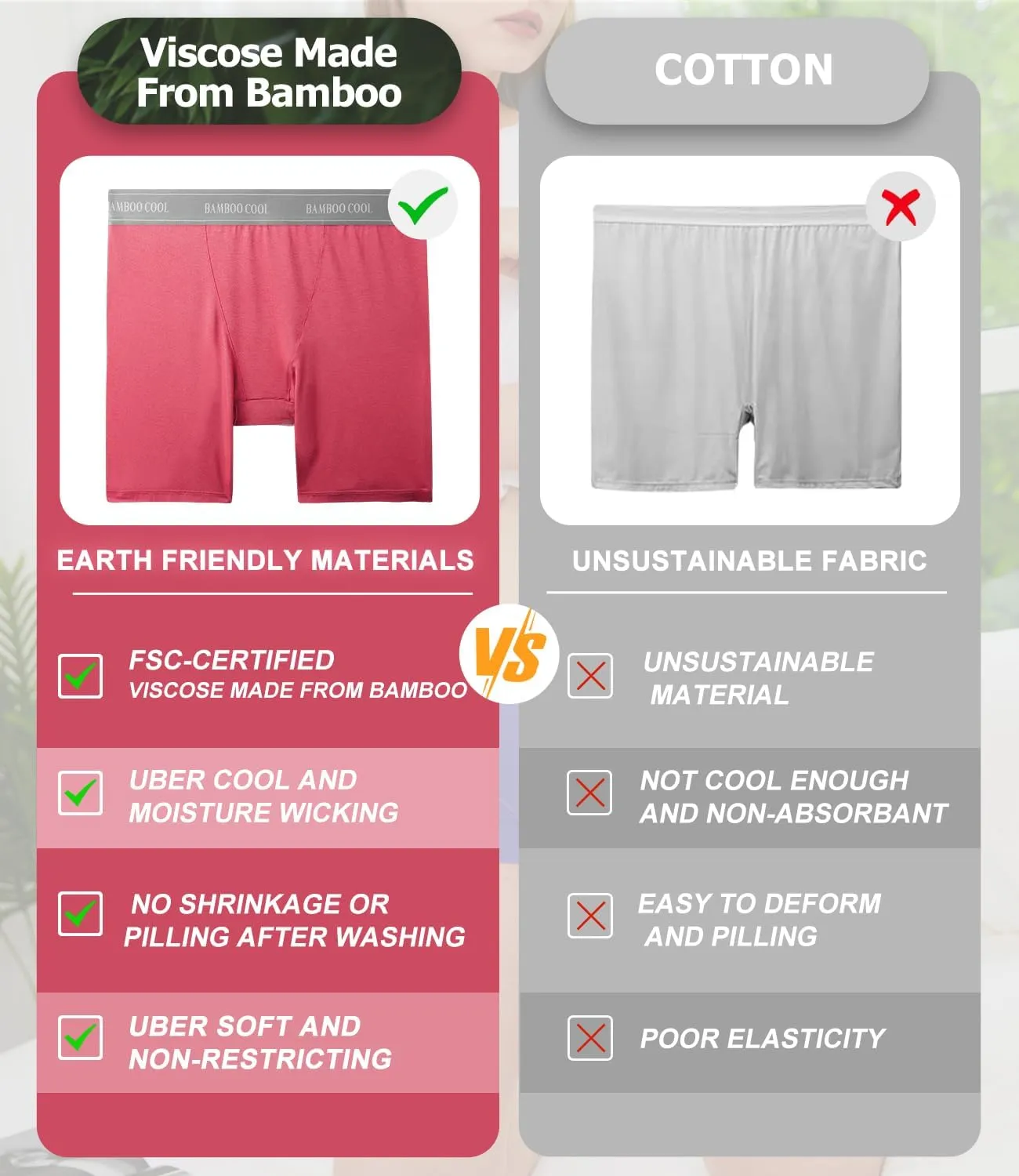 BAMBOO COOL Womens Boxer Briefs Boy Shorts Underwear Soft Stretch Panties for Women, 5-Pack