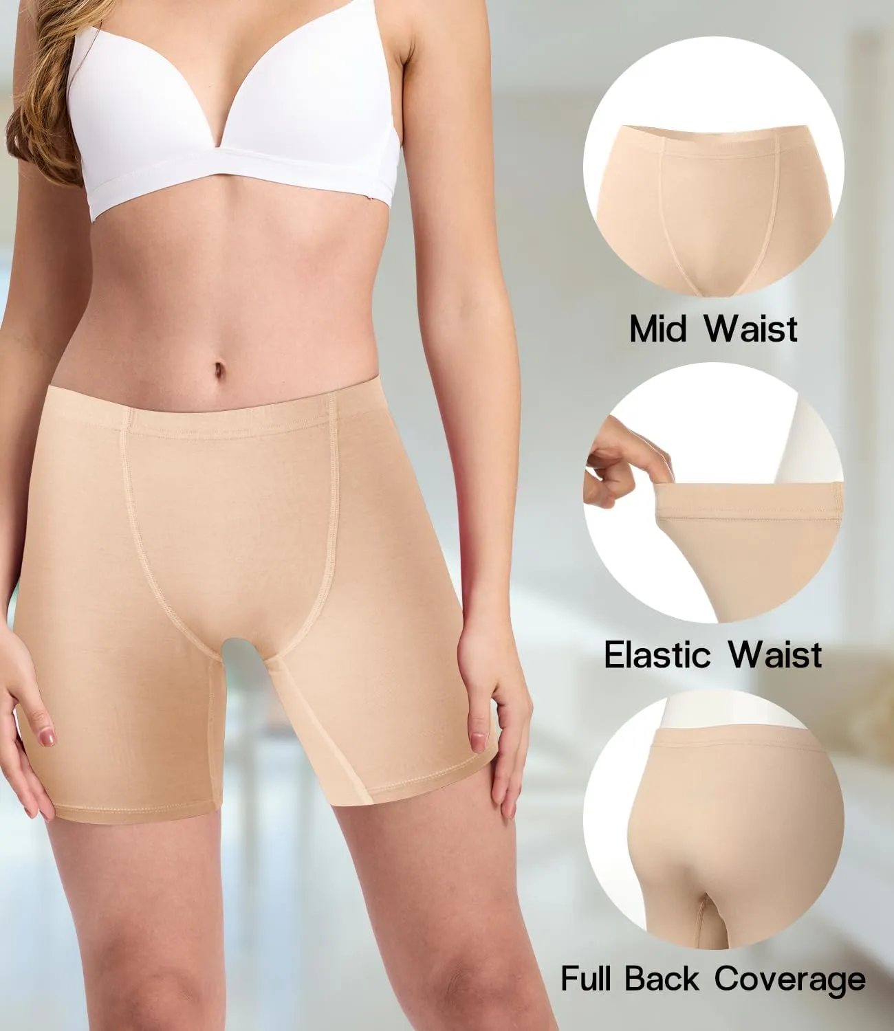 BAMBOO COOL Womens Boxer Briefs Underwear Boy Shorts Soft Stretch Panties for Women, 4 Packs