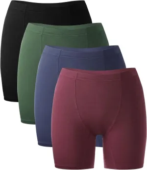 BAMBOO COOL Womens Boxer Briefs Underwear Boy Shorts Soft Stretch Panties for Women, 4 Packs