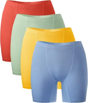 BAMBOO COOL Womens Boxer Briefs Underwear Boy Shorts Soft Stretch Panties for Women, 4 Packs