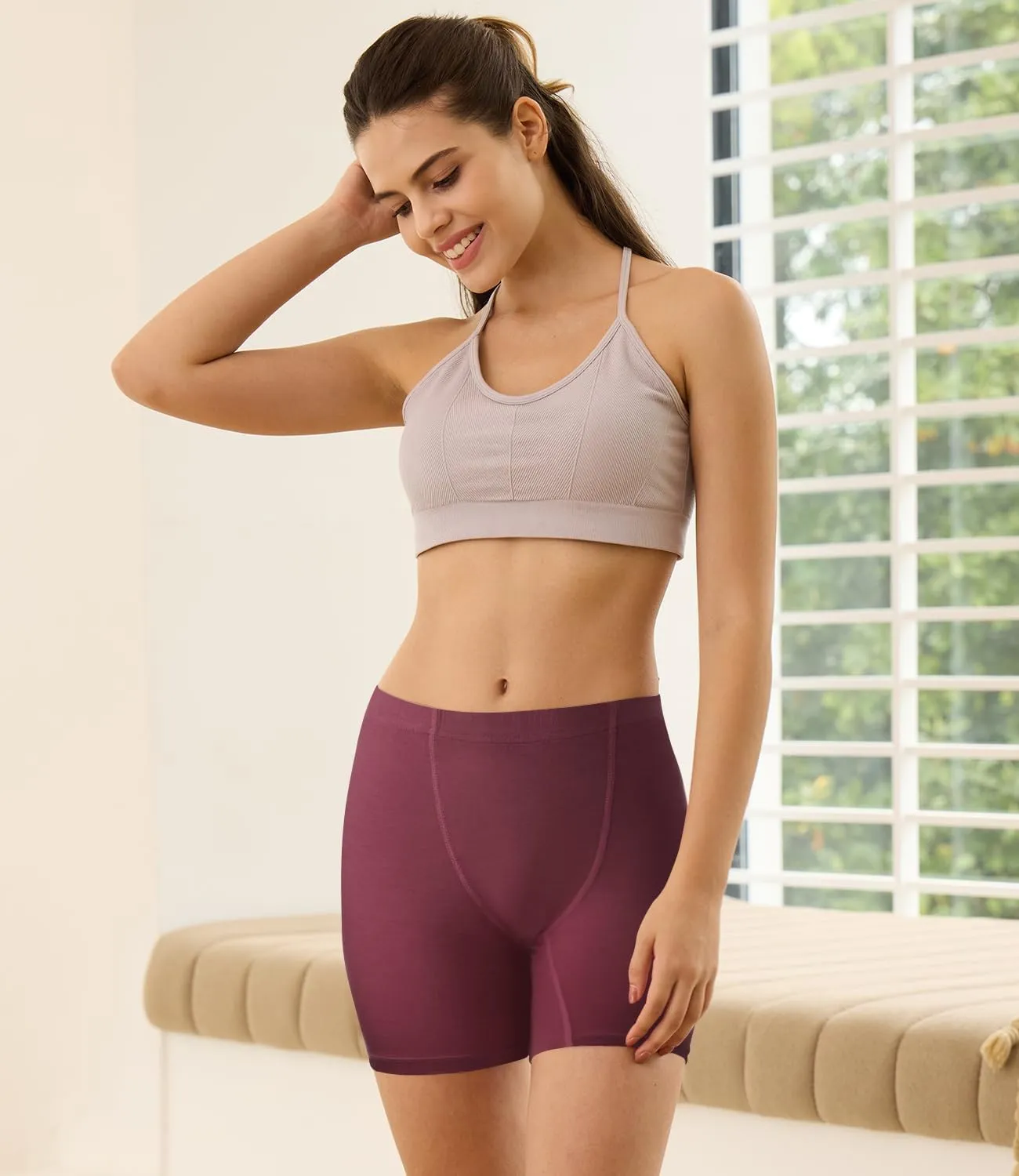 BAMBOO COOL Womens Boxer Briefs Underwear Boy Shorts Soft Stretch Panties for Women, 4 Packs