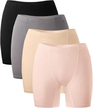 BAMBOO COOL Womens Boxer Briefs Underwear Boy Shorts Soft Stretch Panties for Women, 4 Packs