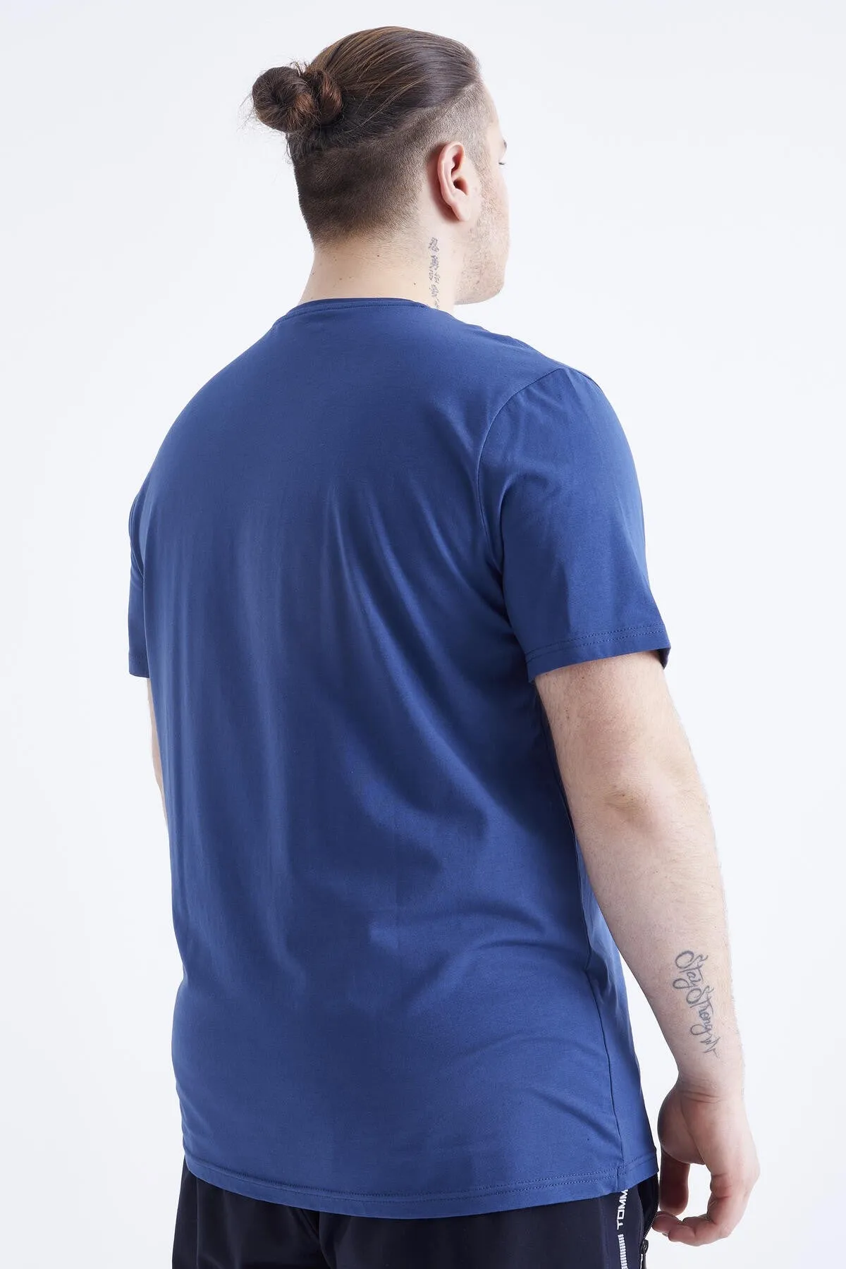 basic kisa kol o yaka büyük beden erkek t-shirt - 88072