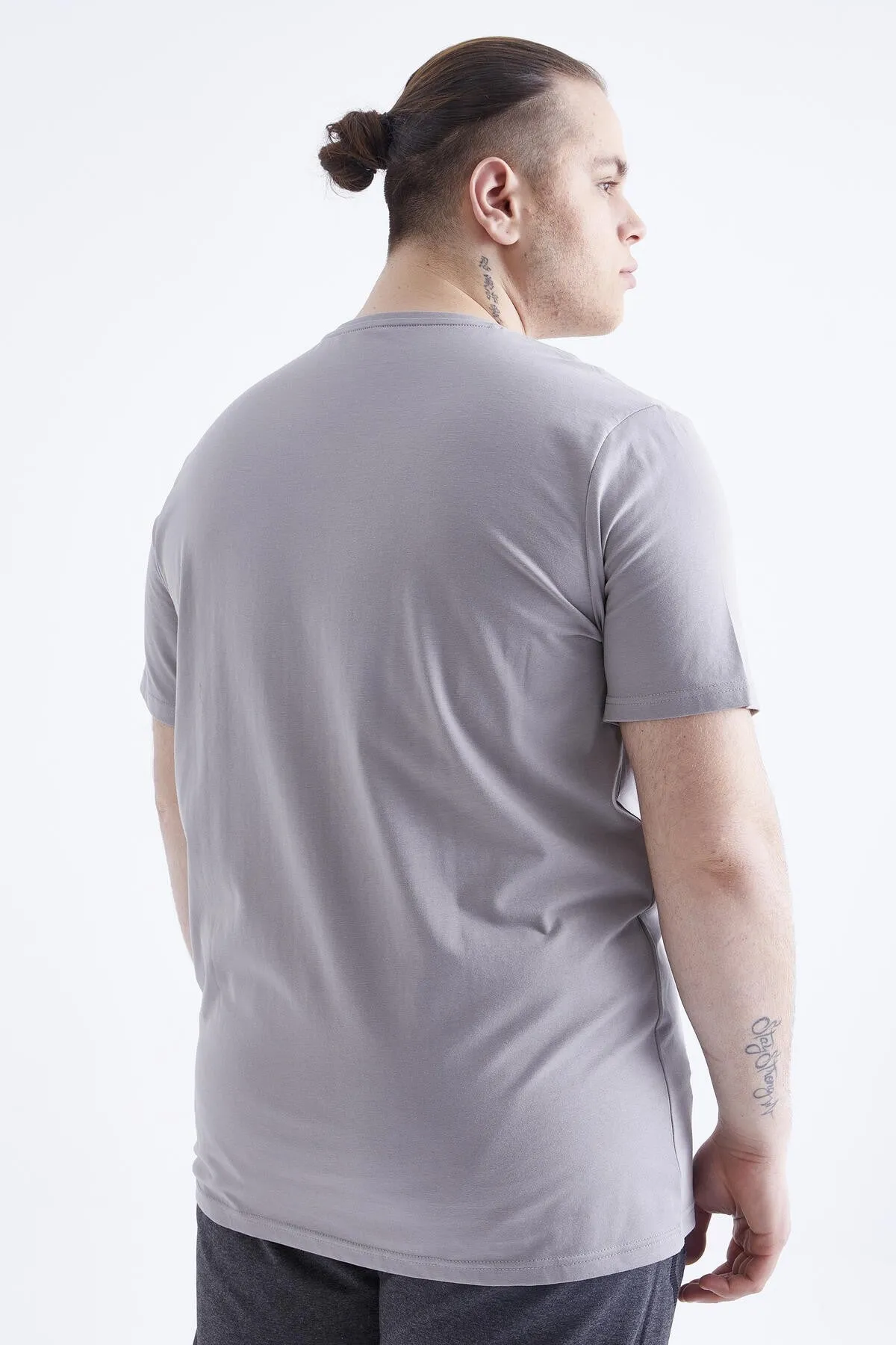 basic kisa kol o yaka büyük beden erkek t-shirt - 88072