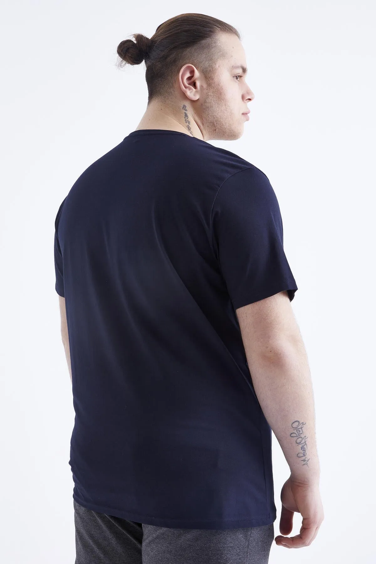 basic kisa kol o yaka büyük beden erkek t-shirt - 88072