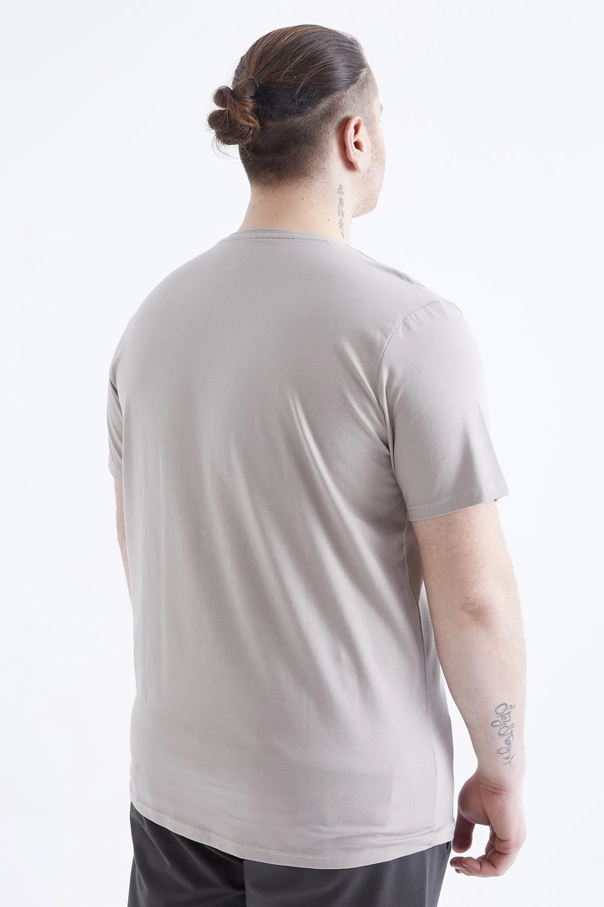basic kisa kol o yaka büyük beden erkek t-shirt - 88072