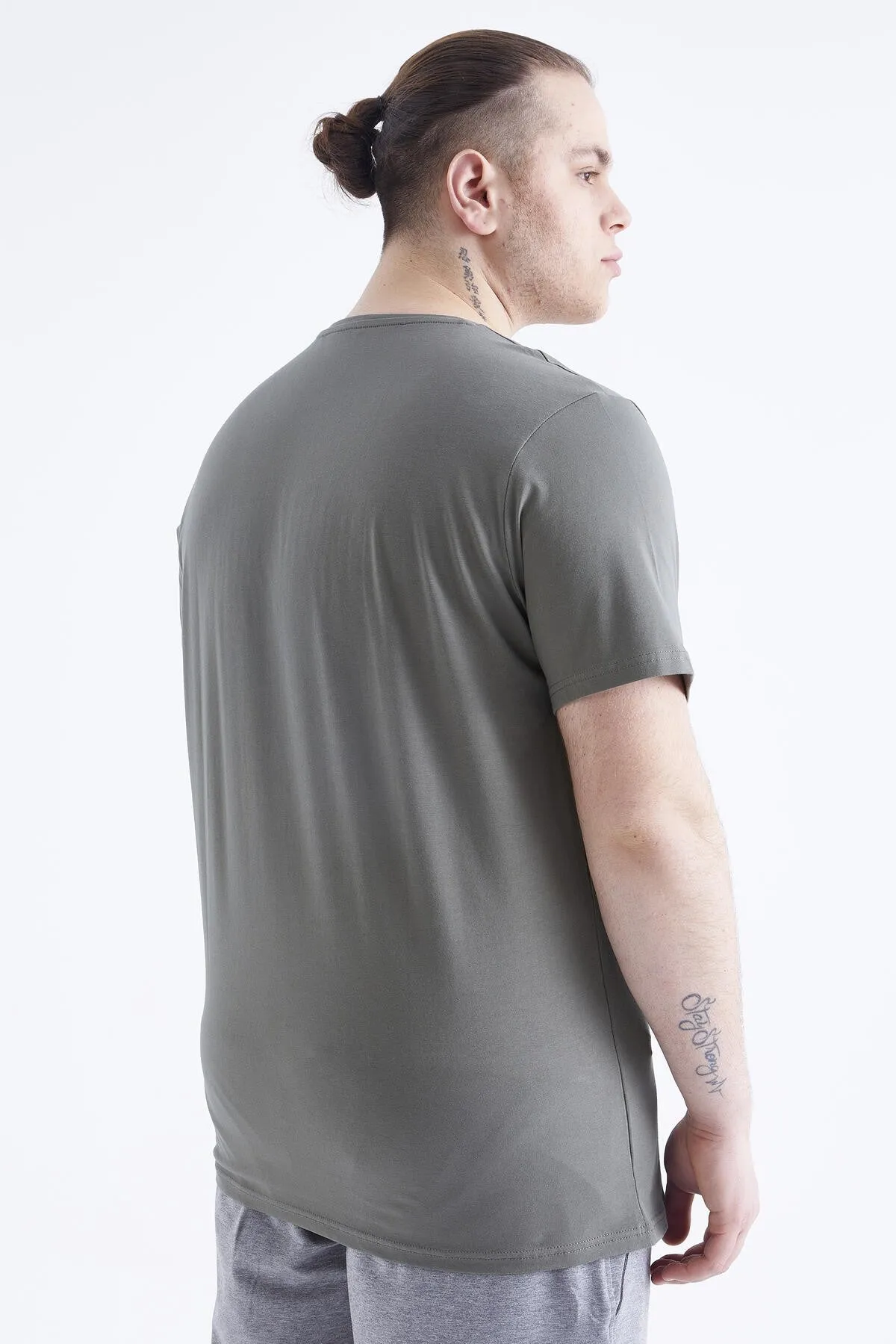 basic kisa kol o yaka büyük beden erkek t-shirt - 88072