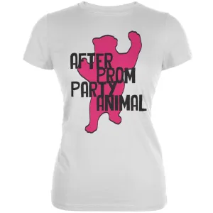Bear After Prom Party Animal White Juniors Soft T-Shirt