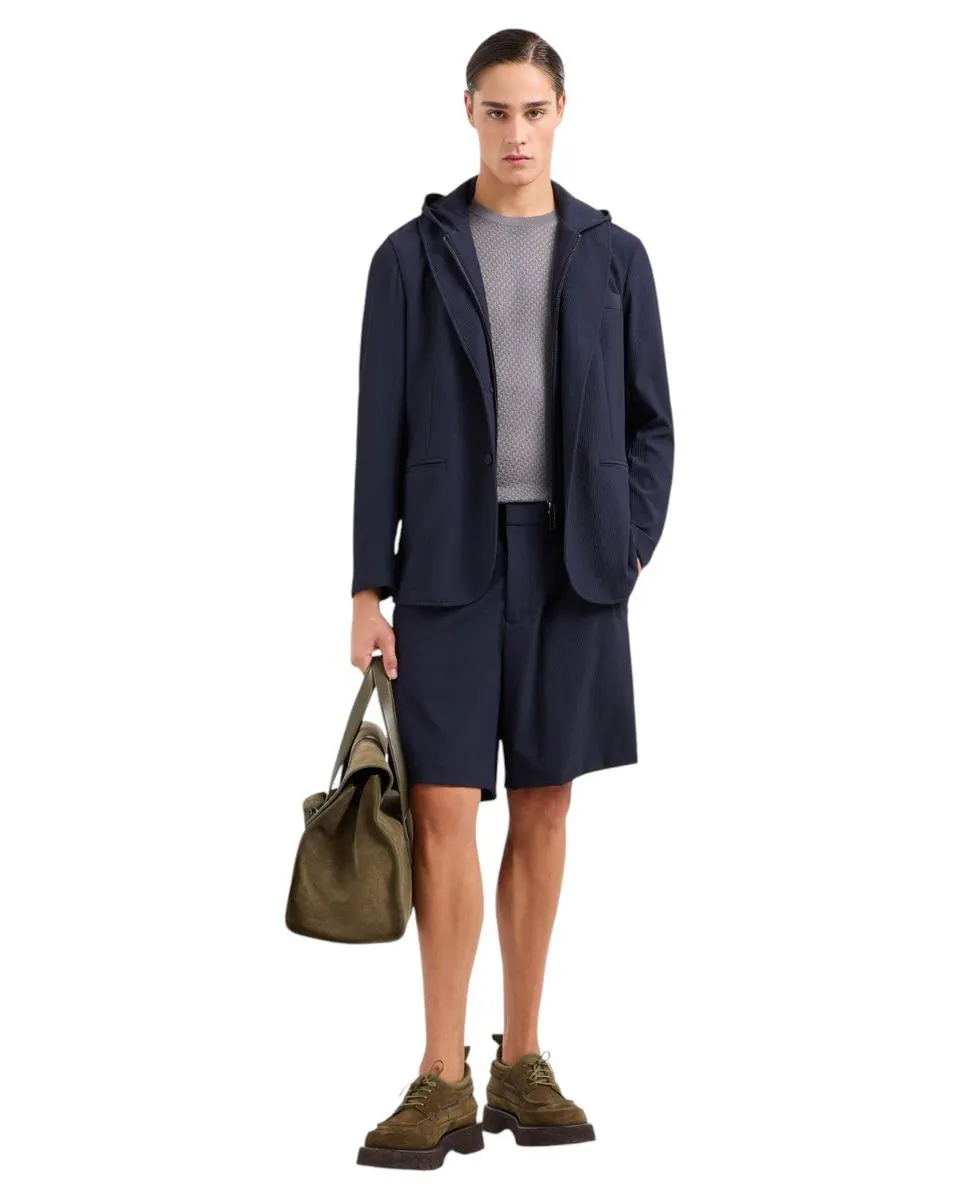 Bermuda in Nylon Stretch Effetto Canneté