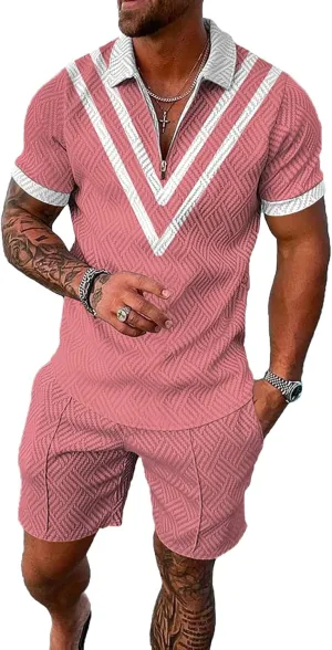 BIRW Mens Track Suits 2 Piece Summer Short Sets Outfits Fashion Polo Shirt Casual Short Sleeve and Shorts set