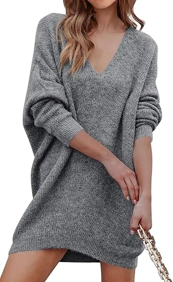 Black Casual Oversized Pullover Sweaters Dress