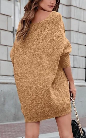 Black Casual Oversized Pullover Sweaters Dress