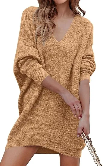 Black Casual Oversized Pullover Sweaters Dress