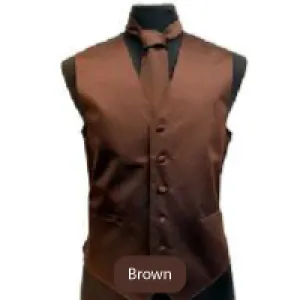Brown Mens Solid Vest
