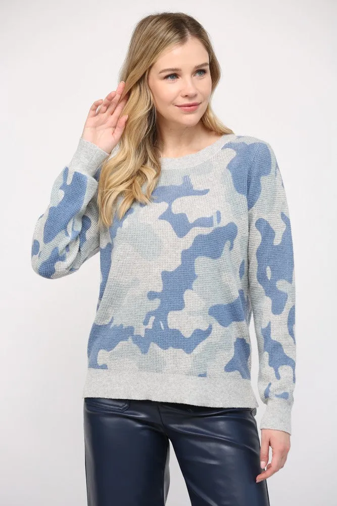 Camo Waffle Knit Top