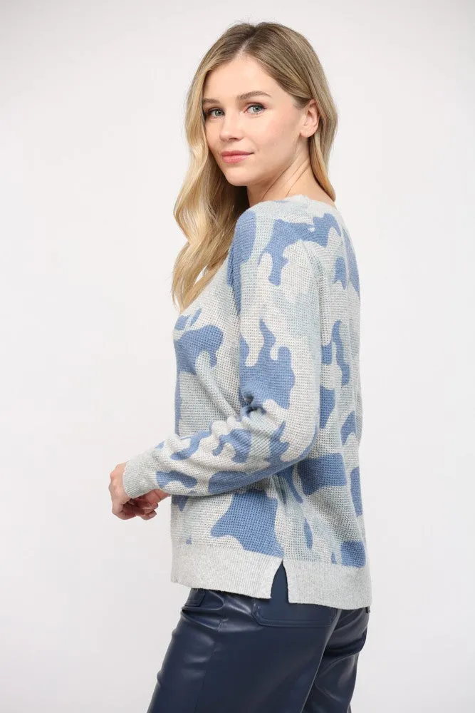 Camo Waffle Knit Top