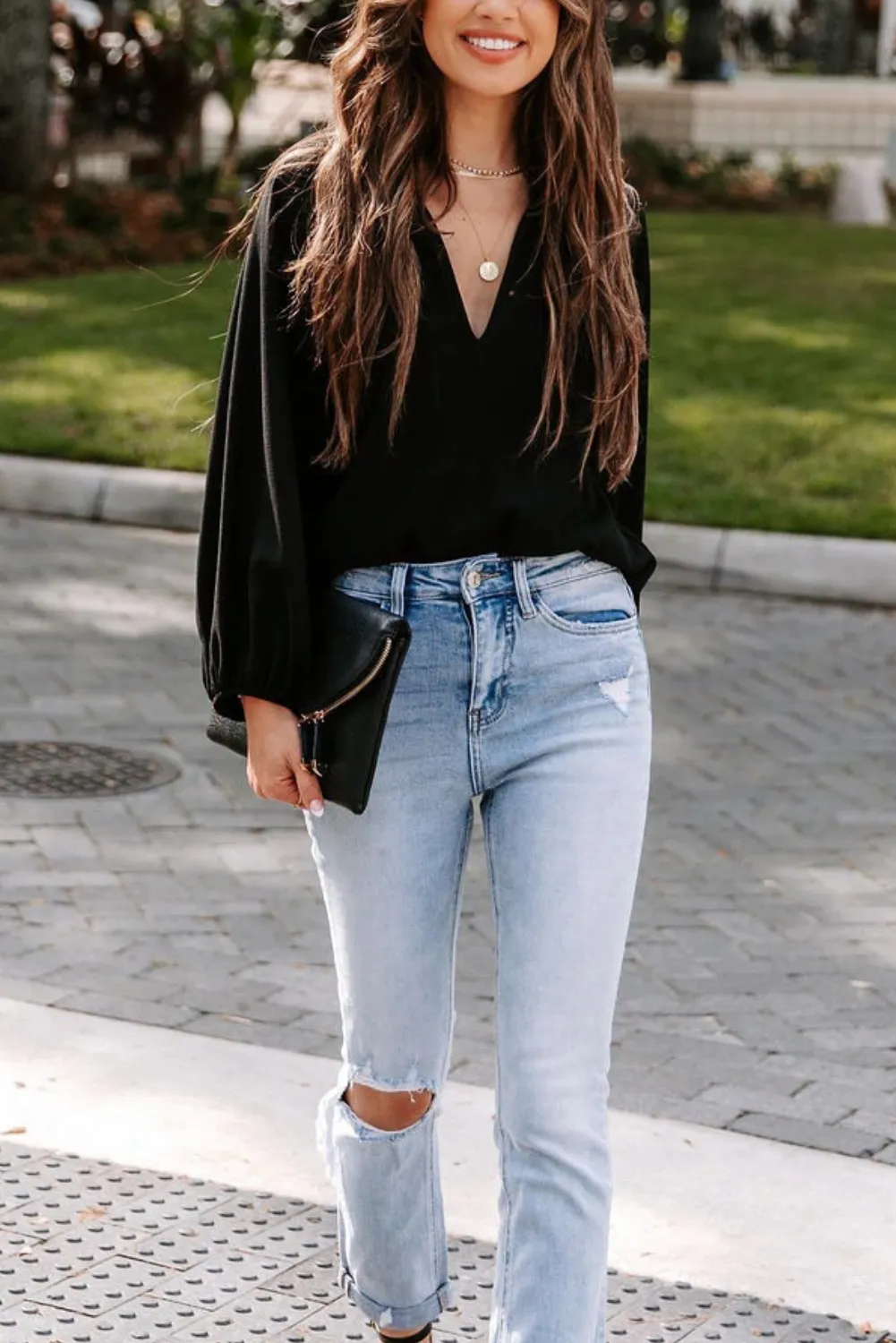 'Celeste' Comfy Casual V-neck Blouse (3 COLORS)
