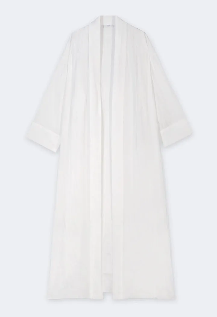 Choice Solid Crinkled Maxi Abaya Off White