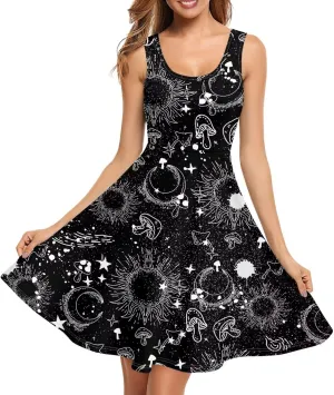 Coloranimal Women Dresses A Line Skater XS-4XL Plus Size Summer Sleeveless Casual Sundresses