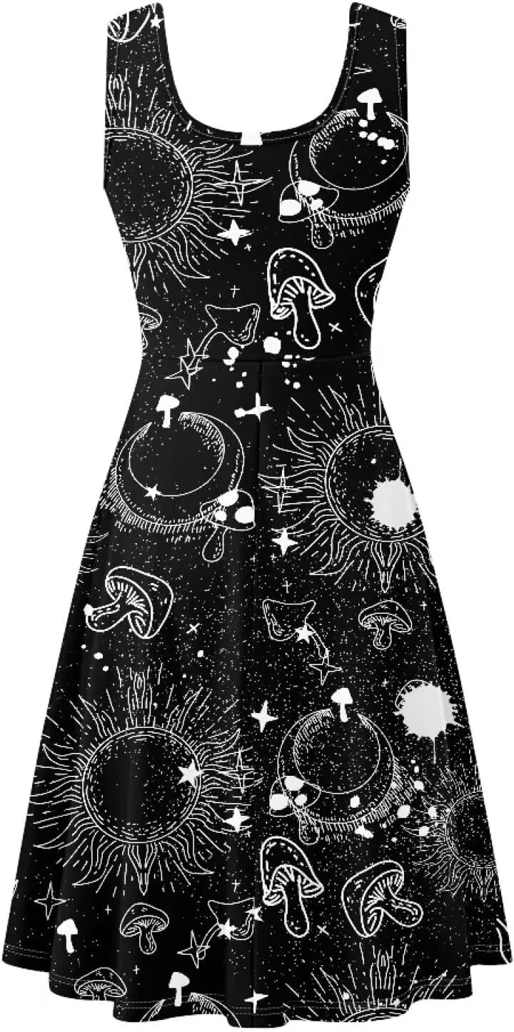 Coloranimal Women Dresses A Line Skater XS-4XL Plus Size Summer Sleeveless Casual Sundresses