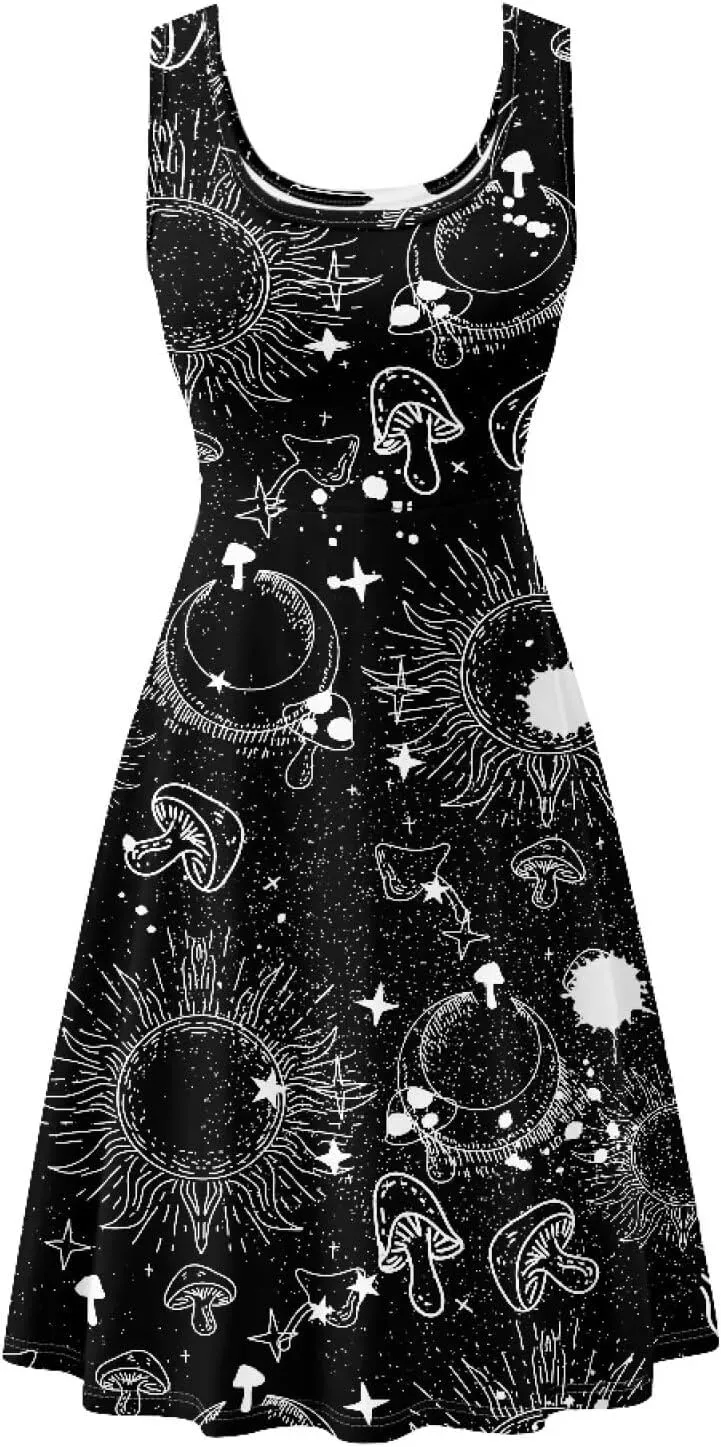 Coloranimal Women Dresses A Line Skater XS-4XL Plus Size Summer Sleeveless Casual Sundresses
