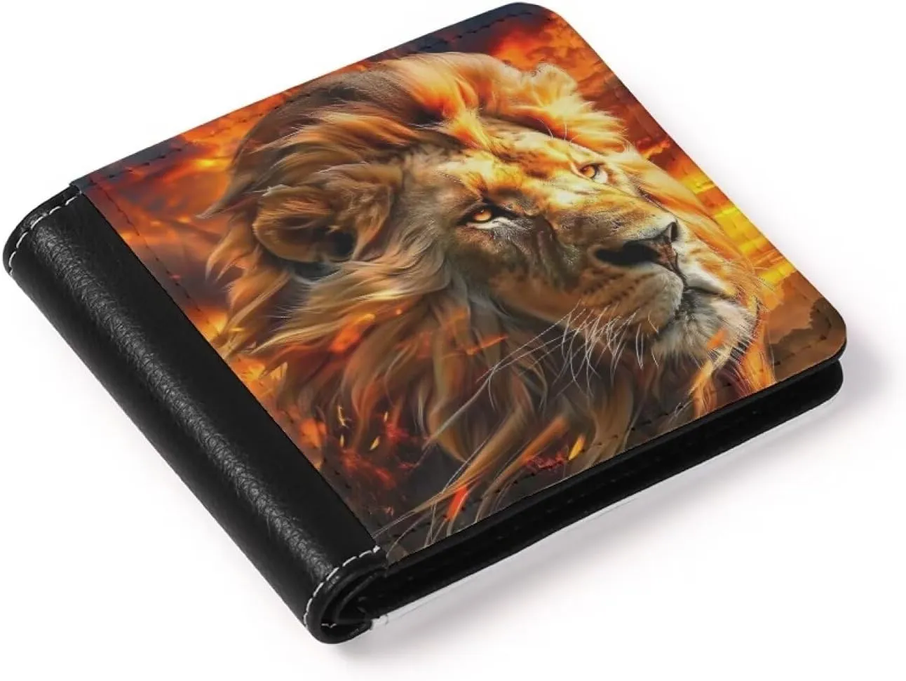 Cool Lion Bifold Wallets for Men Leather Purse Clutch Card Holders Travel Storage Organizer Bifold Wallets Boys Men Gifts