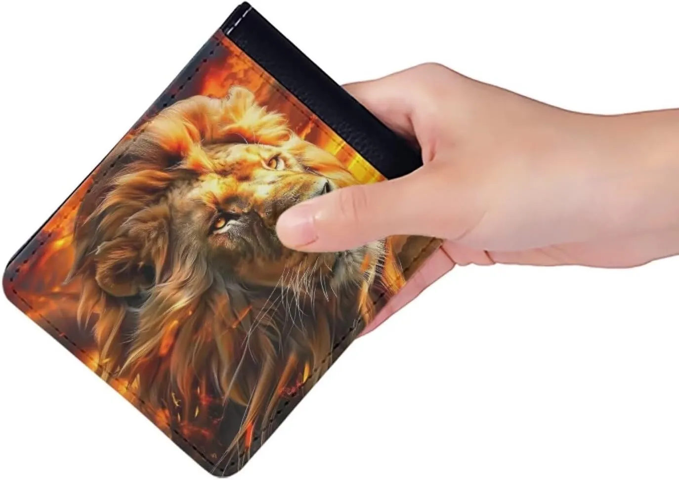 Cool Lion Bifold Wallets for Men Leather Purse Clutch Card Holders Travel Storage Organizer Bifold Wallets Boys Men Gifts