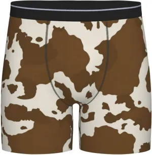 Cow Leather Brown Print Men's Underwear Boxer Briefs Soft Stretch Long Leg Underpants Trunks for Gift