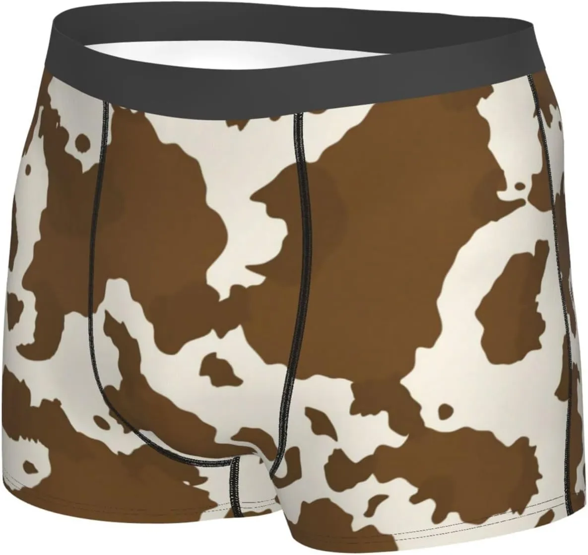 Cow Leather Brown Print Men's Underwear Boxer Briefs Soft Stretch Underpants Trunks for Gift